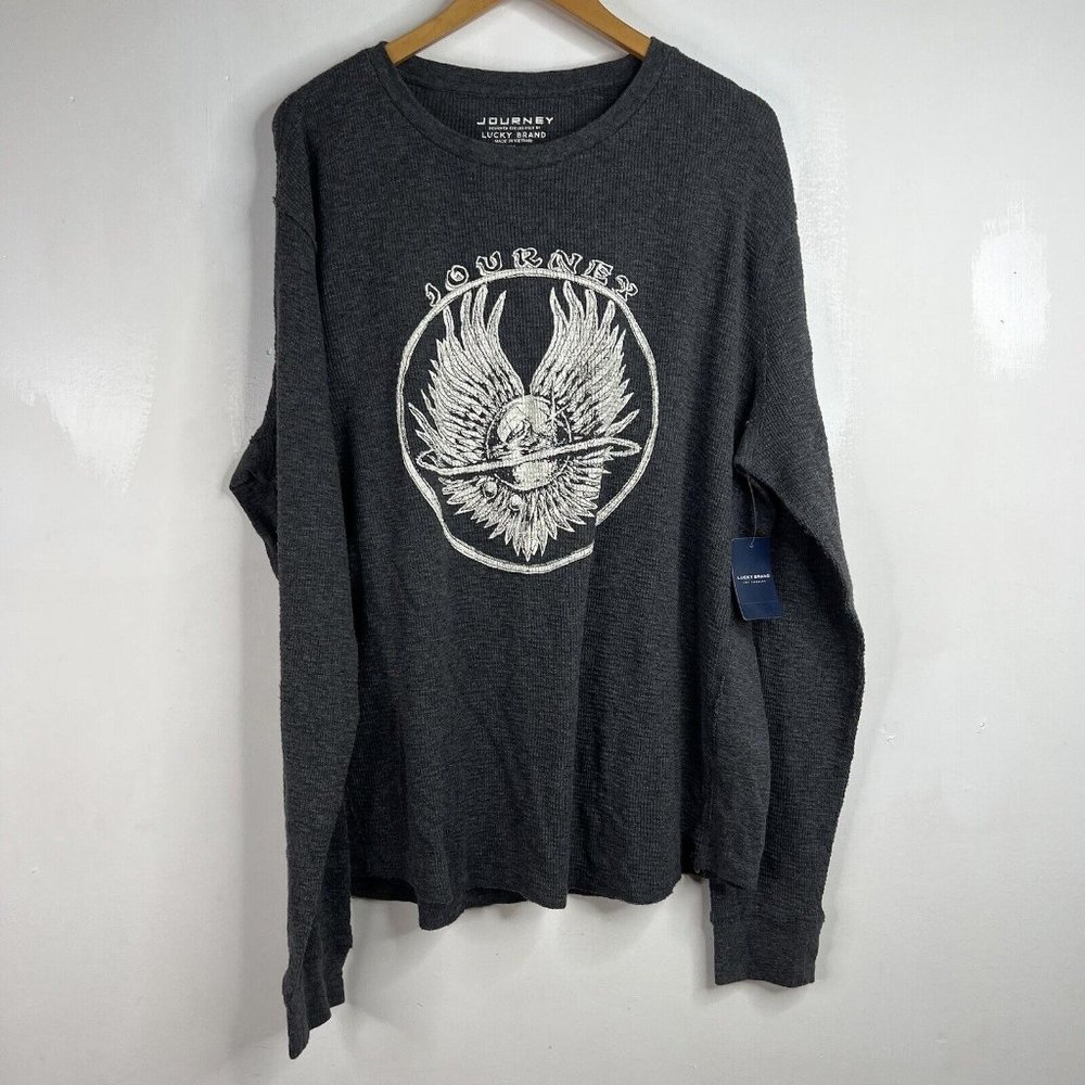 Lucky Brand x Journey Shirt Mens XL Thermal Waffle Knit Gray Long Sleeve New